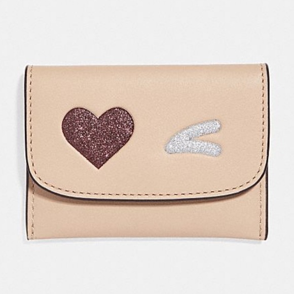 Coach Handbags - COACH Card Pouch W/Glitter Heart